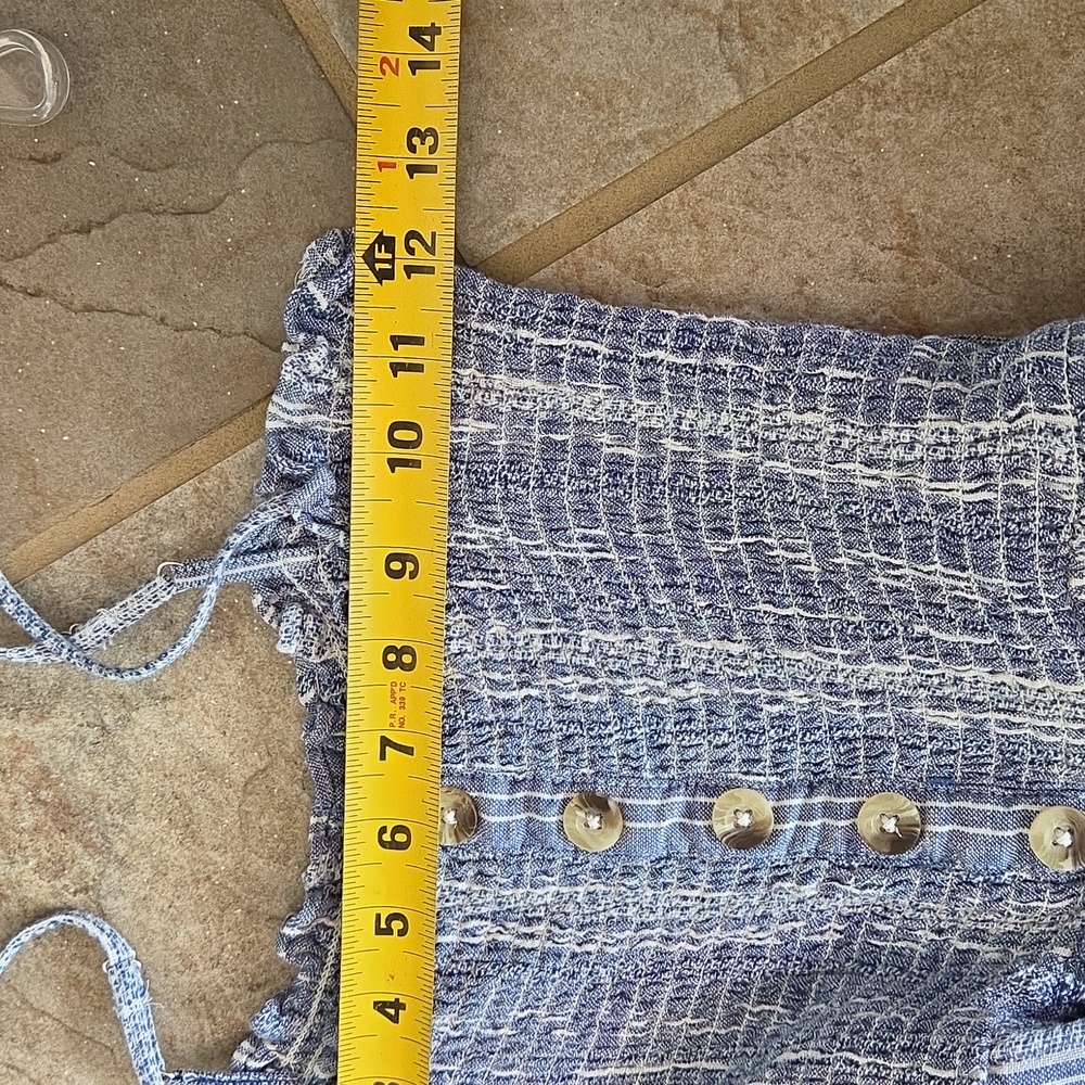Guess Blue Striped Chambray Jumpsuit with Wide-Leg Design - Picture 10 of 17